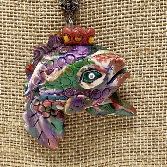 Colorful Handmade Artisan Fish Pendant - Picture 6 of 8